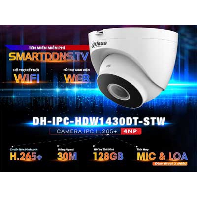 Camera IP wifi ốp trần hồng ngoại 30 mét không dây 4.0 Megapixel DAHUA DH-IPC-HDW1430DT-STW -Cam Kết Hàng Chính Hãng
