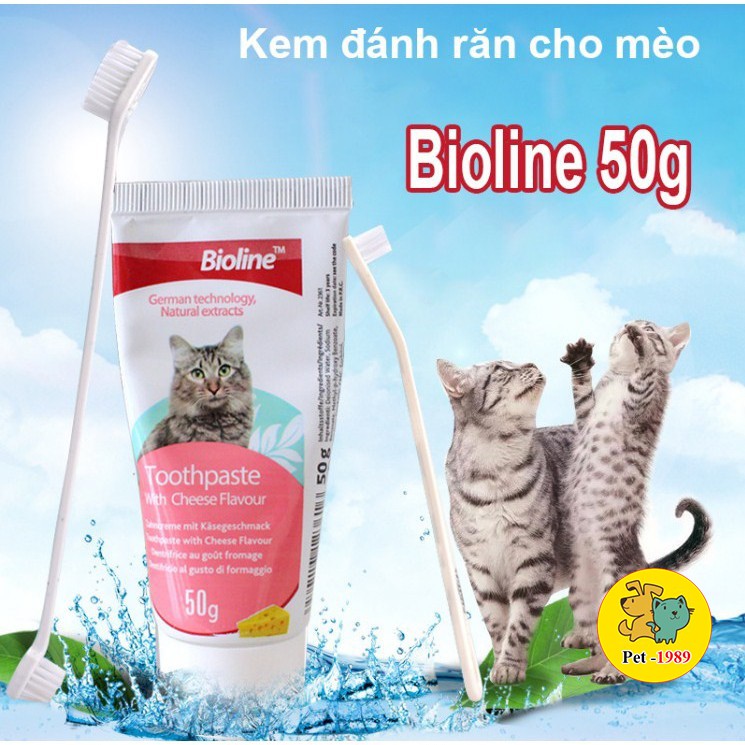 Sản phẩm bàn chải + kem đánh răng Bioline dành riêng cho mèo Pet - 1989
