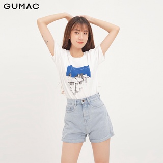 Áo thun nữ phố cổ xanh dương gumac ata12167
