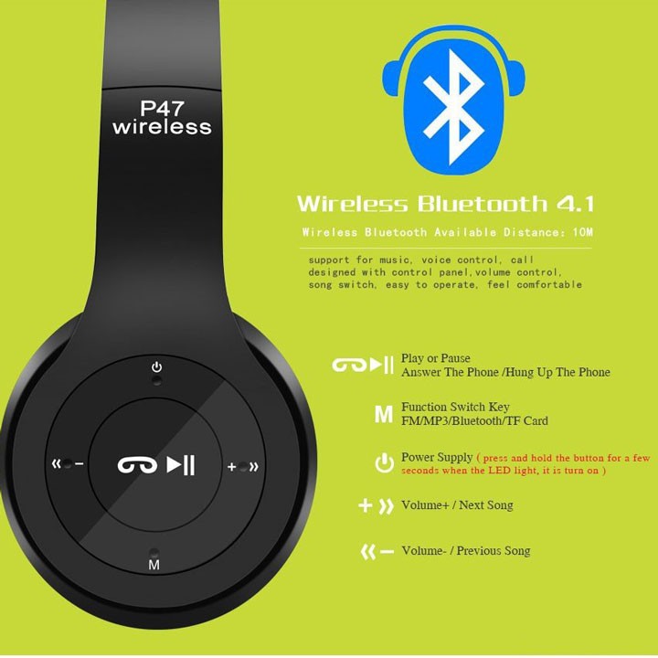 TAI NGHE CHỤP TAI KHÔNG DÂY BLUETOOTH P47 | BigBuy360 - bigbuy360.vn