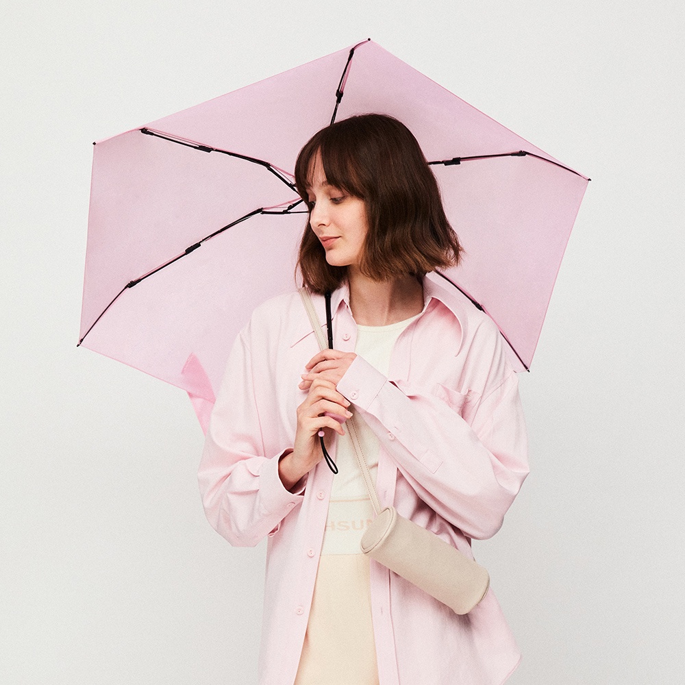 Dù che nắng OHSUNNY chống tia UV màu trơn kích thước nhỏ gọn có thể gấp gọn kèm túi đựng