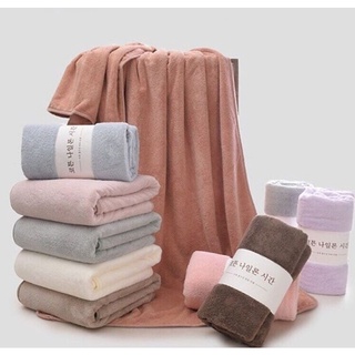Khăn Tắm Lông Cừu Hàn Quốc Màu trơn Size Lớn 70x140cm
