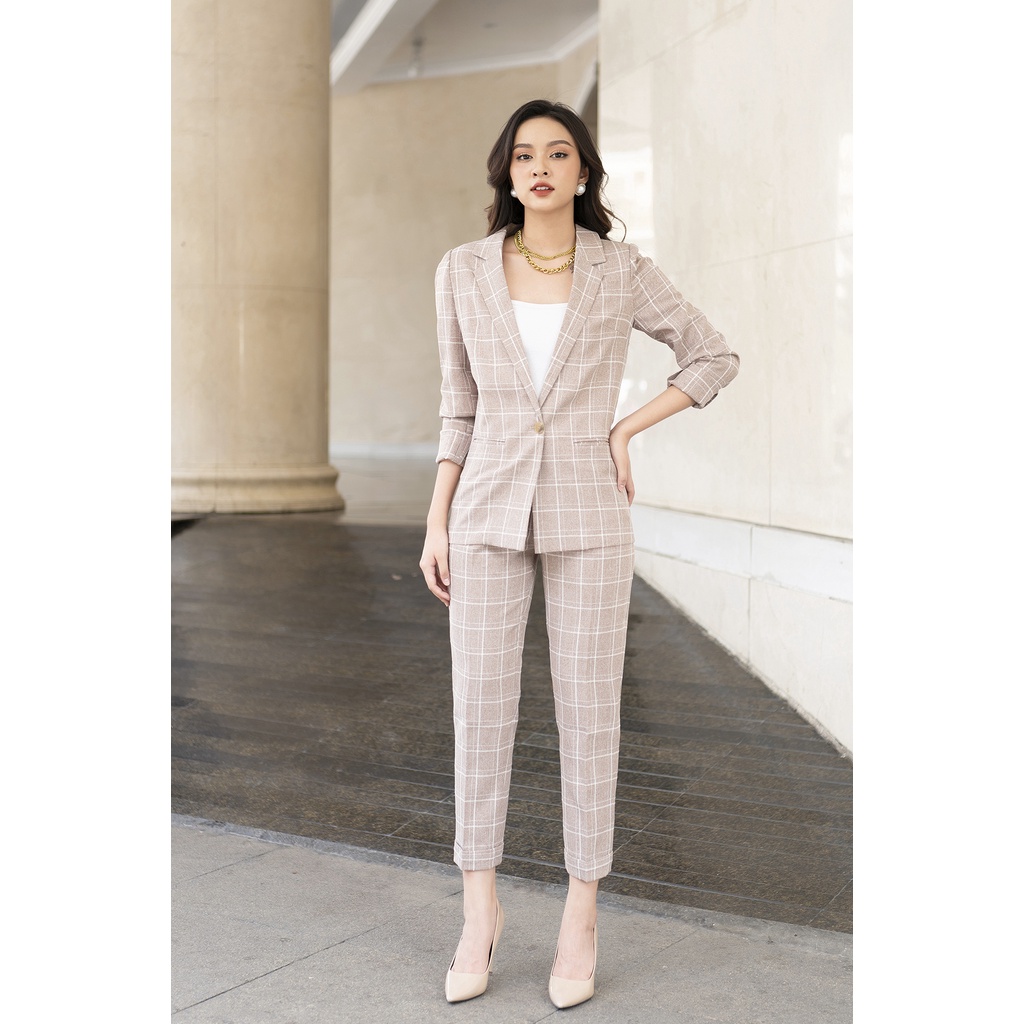 Quần Baggy Nữ Công Sở LUPERI LFQD2106 Họa Tiết Kẻ Sọc Chất Liệu Thô Hàn Cao Cấp, Không Bai Xù, Không Cắn Chỉ