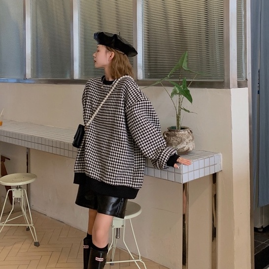 Áo len nữ dài tay cổ tròn thời trang Hàn