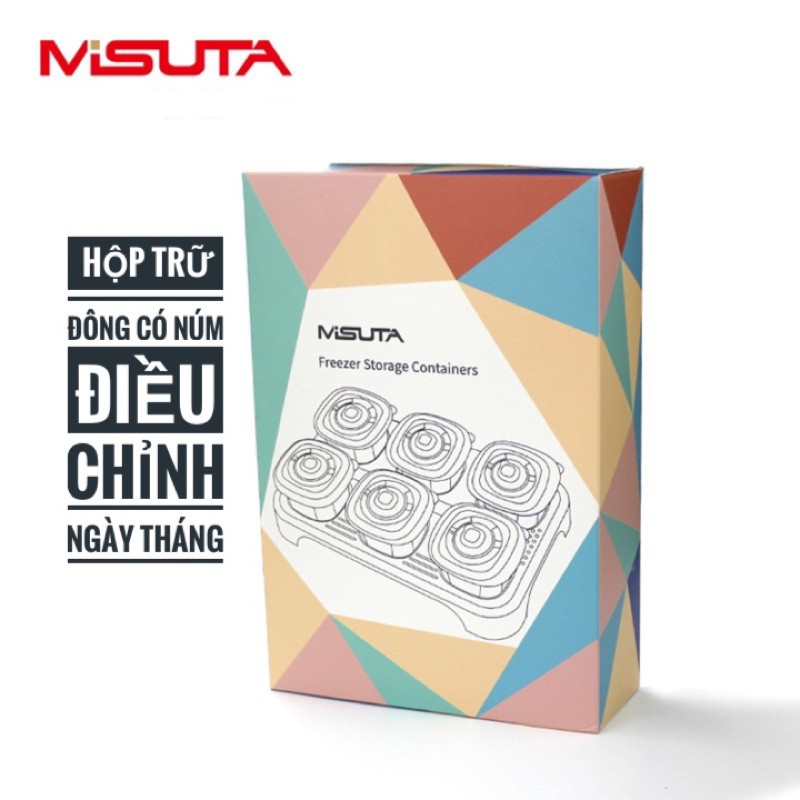 set 6 hộp trữ đông có núm điều chỉnh ngày tháng lưu trữ đồ ăn cao cấp cho bé