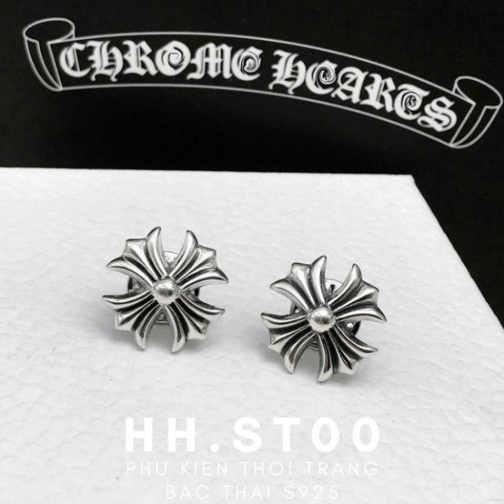 KHUYÊN TAI BẠC, KHUYÊN TAI NAM, HOA TAI NAM NỮ, CHROME HEARTS CHẤT LIỆU BẠC S925, HỌA TIẾT CROSS, ĐƠN GIẢN, BỀN MÀU