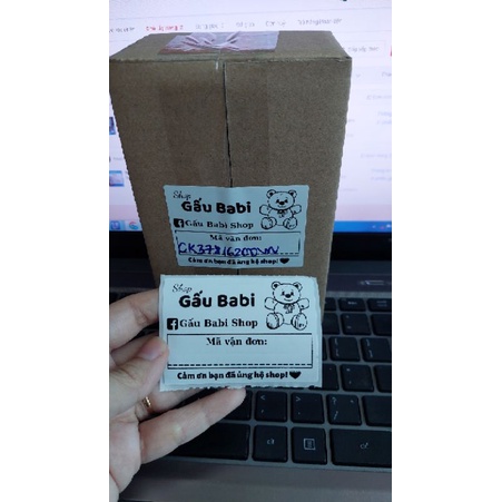 100 Tem dán ghi mã vận đơn hình gấu cute, nhận in theo yêu cầu từ 3 combo kích thước 7x5cm