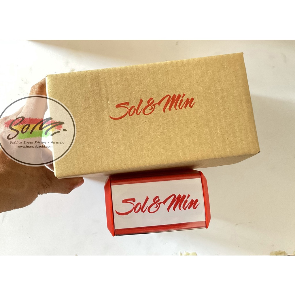 Gia công con dấu lớn in lên giấy - bao bì giấy - thùng carton, kích thước 12x5cm