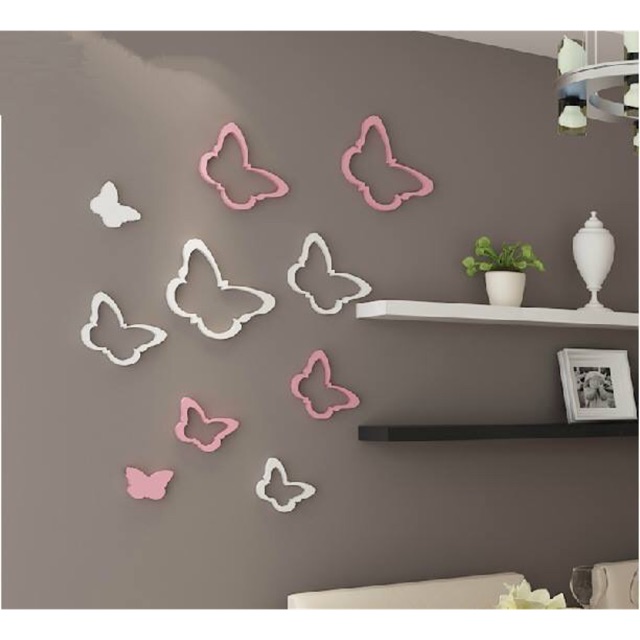 Vòng gỗ dán tường DIY con bướm nhiều màu sắc - Vòng gỗ hình bướm decor nhà cửa phòng sinh động - Vòng gỗ nhiều màu