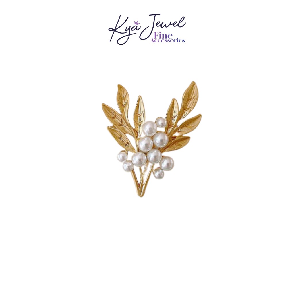 Cài áo Kya Jewel lá vàng phong cách
