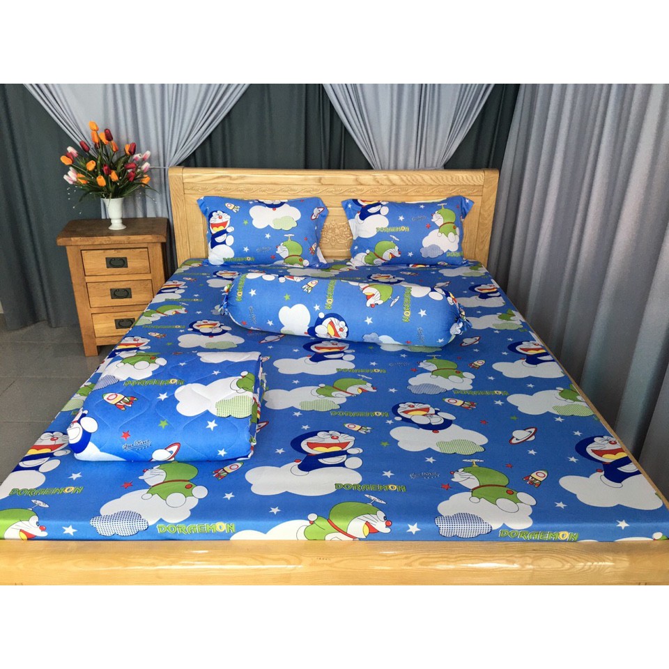 Bộ Drap Thun Hàn Quốc mát lạnh { 4 món } , chọn size/ màu , chất liệu thun Hàn Quốc mát mềm mát