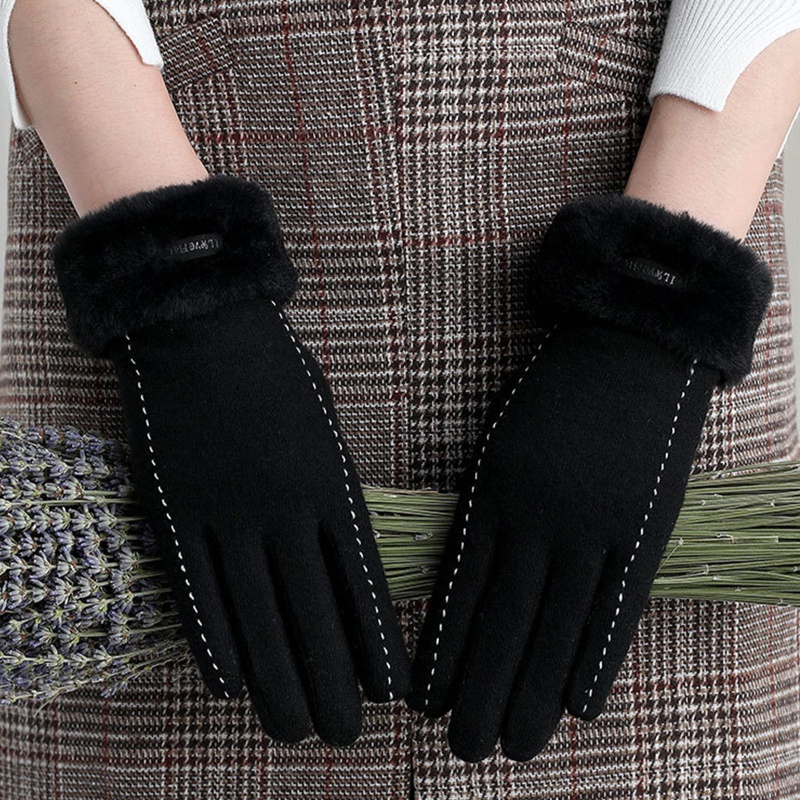 Găng Tay Len Giả Lông Xù Giữ Ấm Cảm Ứng Thời Trang Nữ