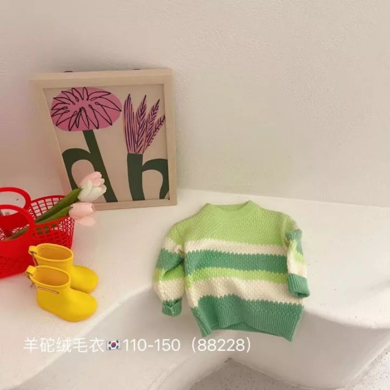 ÁO KHOÁC LEN DÀY SỌC NGANG CHO BÉ GÁI