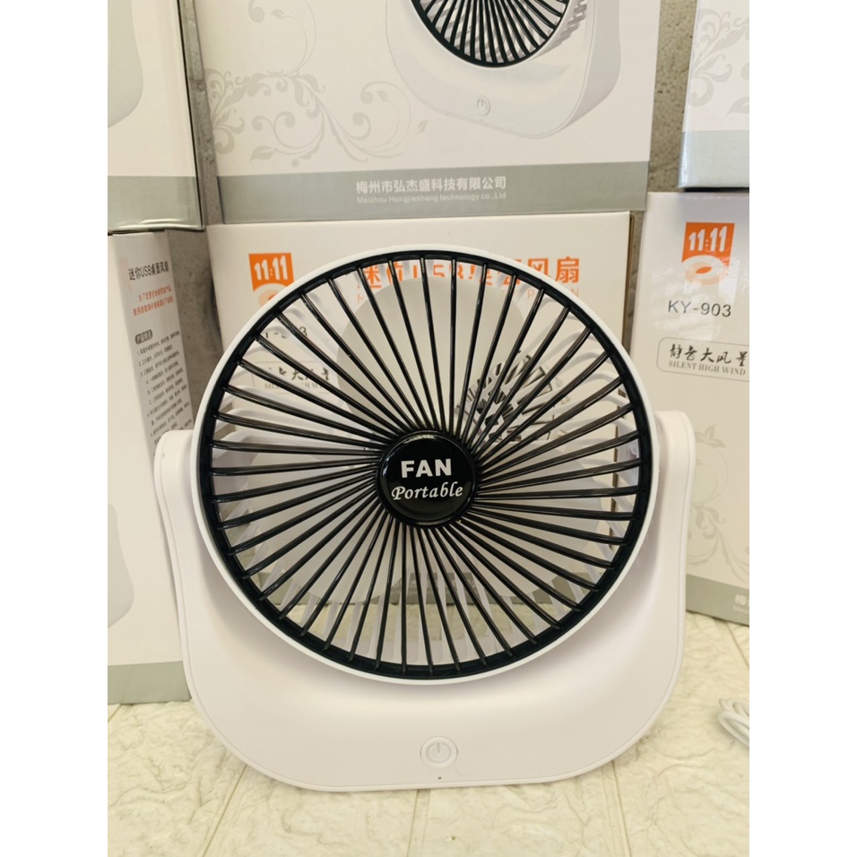 Quạt sạc tích điện xoay 120 độ KY-903 thiết kế đẹp mắt chắc chắn chạy êm luồng gió mát mẻ - Mini USB Desktop Fan KY 903