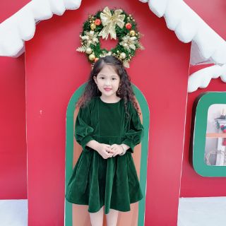 Váy nhung cao cấp cho bé diện tết