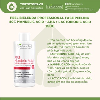 Tẩy da chết hoá học Bielenda Professional Face Peeling 40% Mandelic Acid + AHA + Lactobionic Acid 150g giảm mụn, sáng da