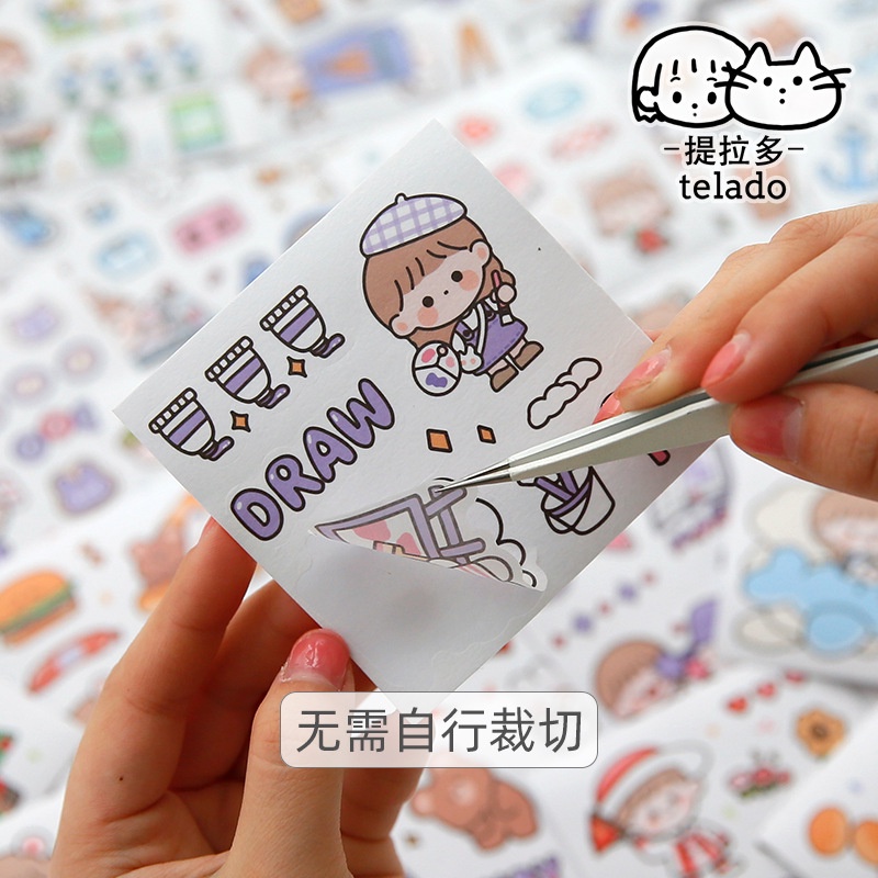 Hộp 100 miếng dán trang trí hình kem cocoa DIY đáng yêu tiện lợi