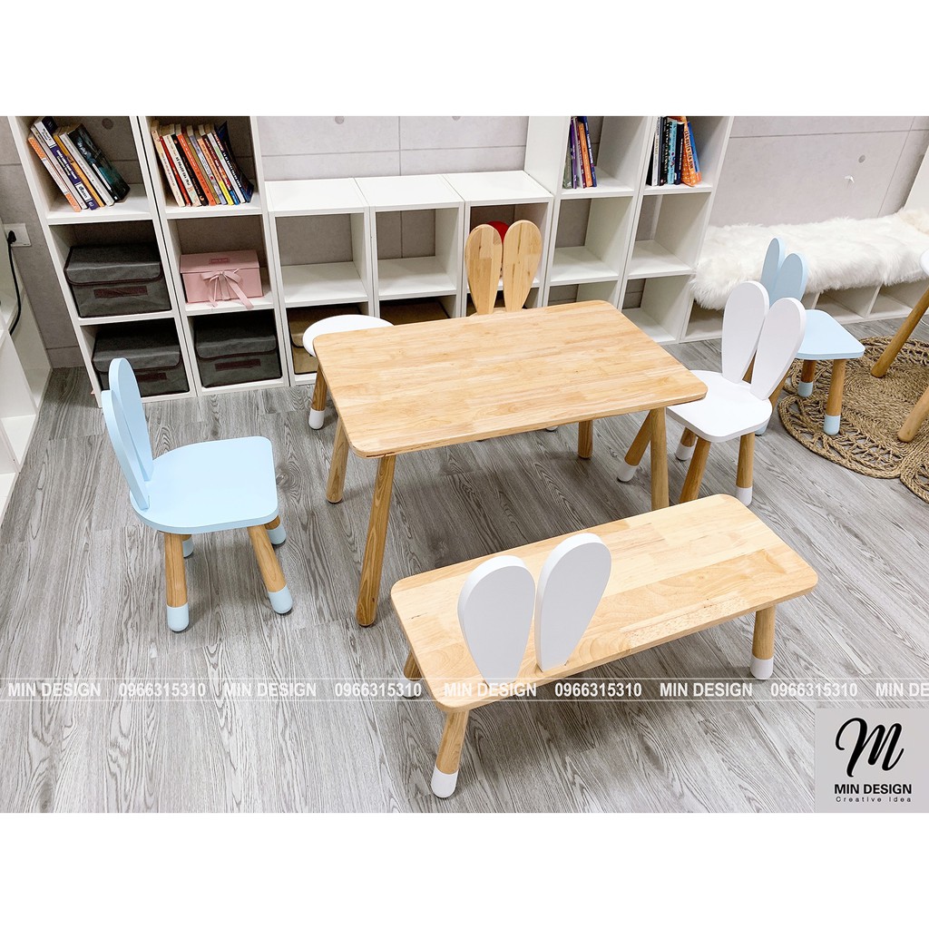 Bàn ghế cho bé - 100% Gỗ Cao su tự nhiên kết hợp chân gỗ Sồi tự nhiên! | BigBuy360 - bigbuy360.vn