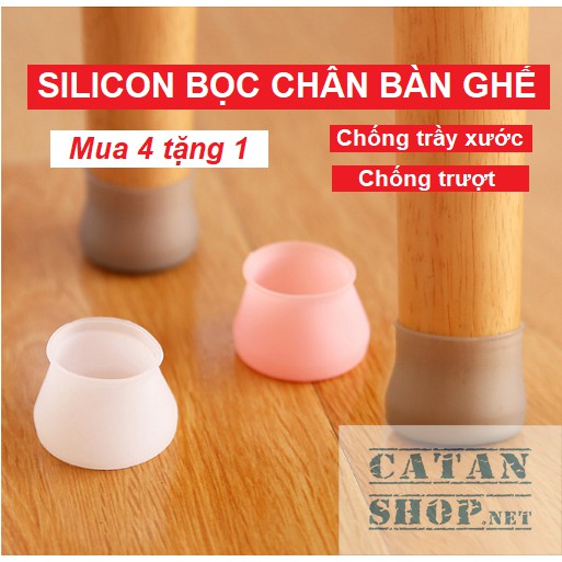 Set 4 nút bọc chân ghế bằng silicon [Mua 4 tặng 1] bịt chân bàn ghế chống trượt an toàn GD365-BocChanGhe-Sili-4