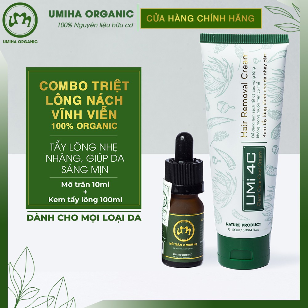 Triệt lông Nách vĩnh viễn UMISKIN tại nhà hiệu quả với Mỡ trăn triệt lông vĩnh viễn U Minh Hạ và Kem tẩy lông Umi 4C