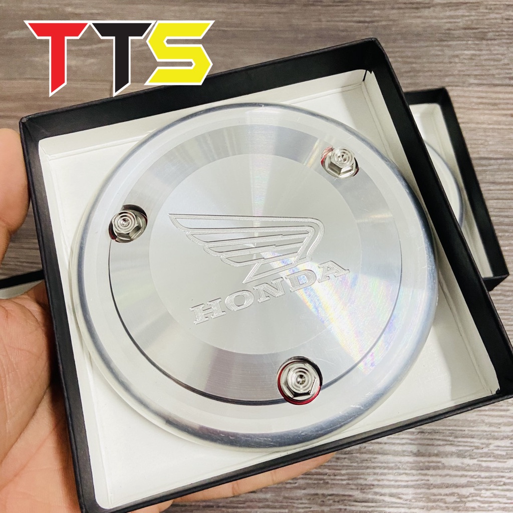 Nắp 3 lổ ốp nồi chất liệu nhôm nguyên khối CNC sáng bóng lắp xe WAVE, DREAM, FUUTRE ( Tặng kèm ốc SALAYA )
