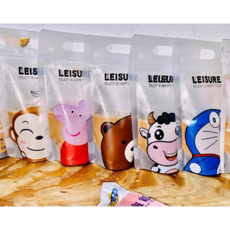 (Bán Buôn Sỉ) Túi zip đựng trà sữa, trà chanh tặng kèm ống hút(450-500ml)