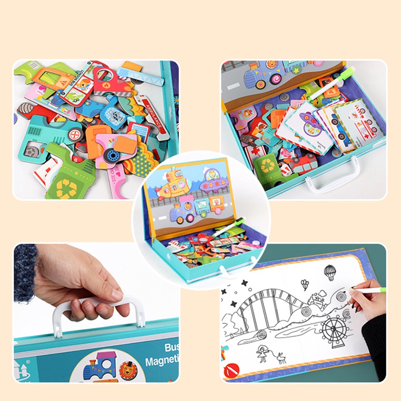 Bộ Xếp Hình Nam Châm Các Phương Tiện Giao Thông - Hãng Wisdom Cool Fort