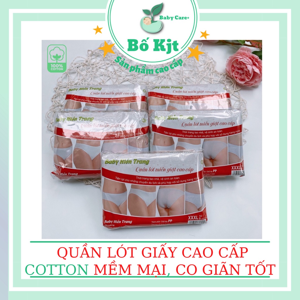Gói 5 quần lót giấy Hiền Trang hàng công ty cao cấp Shop Bố Kjt - Giấy mềm mại co giãn tốt thoáng khí cho bà bầu