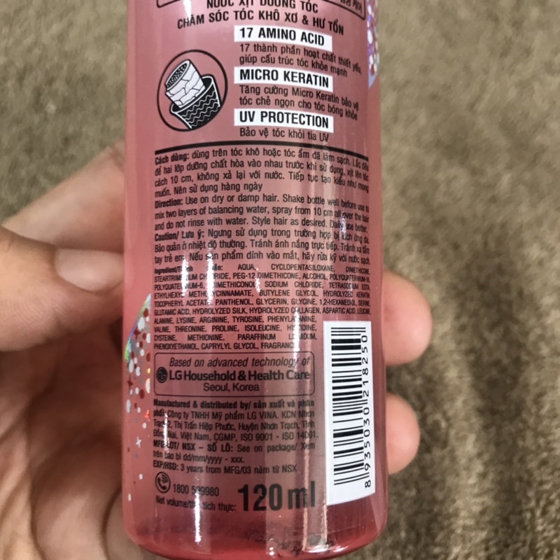 DOUBLE RICH xịt chăm sóc tóc hư tổn 120ml hồng mẫu mới