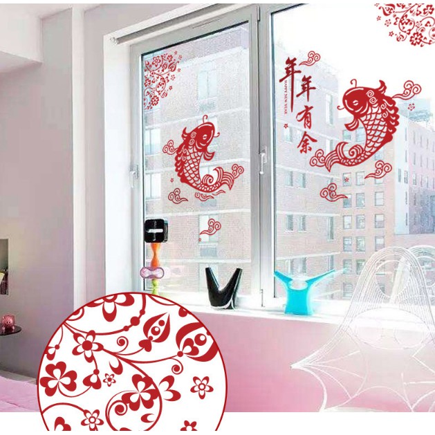Decal trang trí Tết - Cá Chép Đỏ đón xuân
