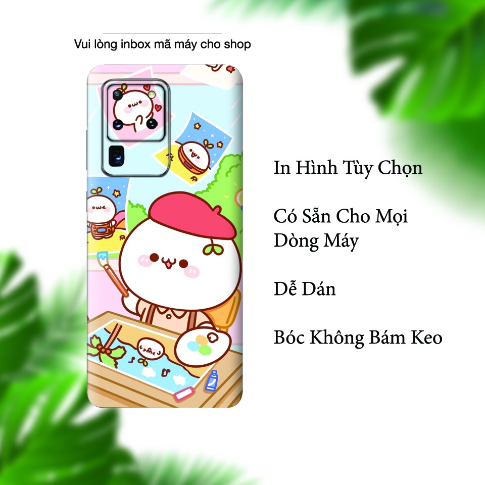 Miếng Dán Skin Điện Thoại In Hình Bánh Bao Cute 2 Cho Iphone 7/ 8/ X/ XS/ 11/ 11 Pro Max Và Các Dòng Máy Android