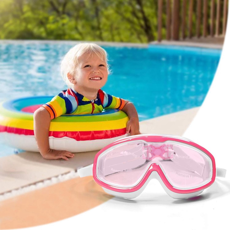 Kính bơi khung lớn trong suốt có thể điều chỉnh chống thấm nước, chống sương mù và chống tia cực tím cho trẻ