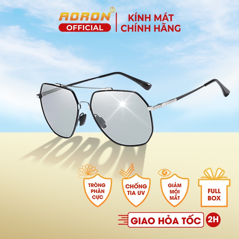 Kính Râm Nam Thời Trang Chống Tia UV, Tròng Kính Phân Cực Chống Chói Gọng Kính Vuông AK035 - AORON