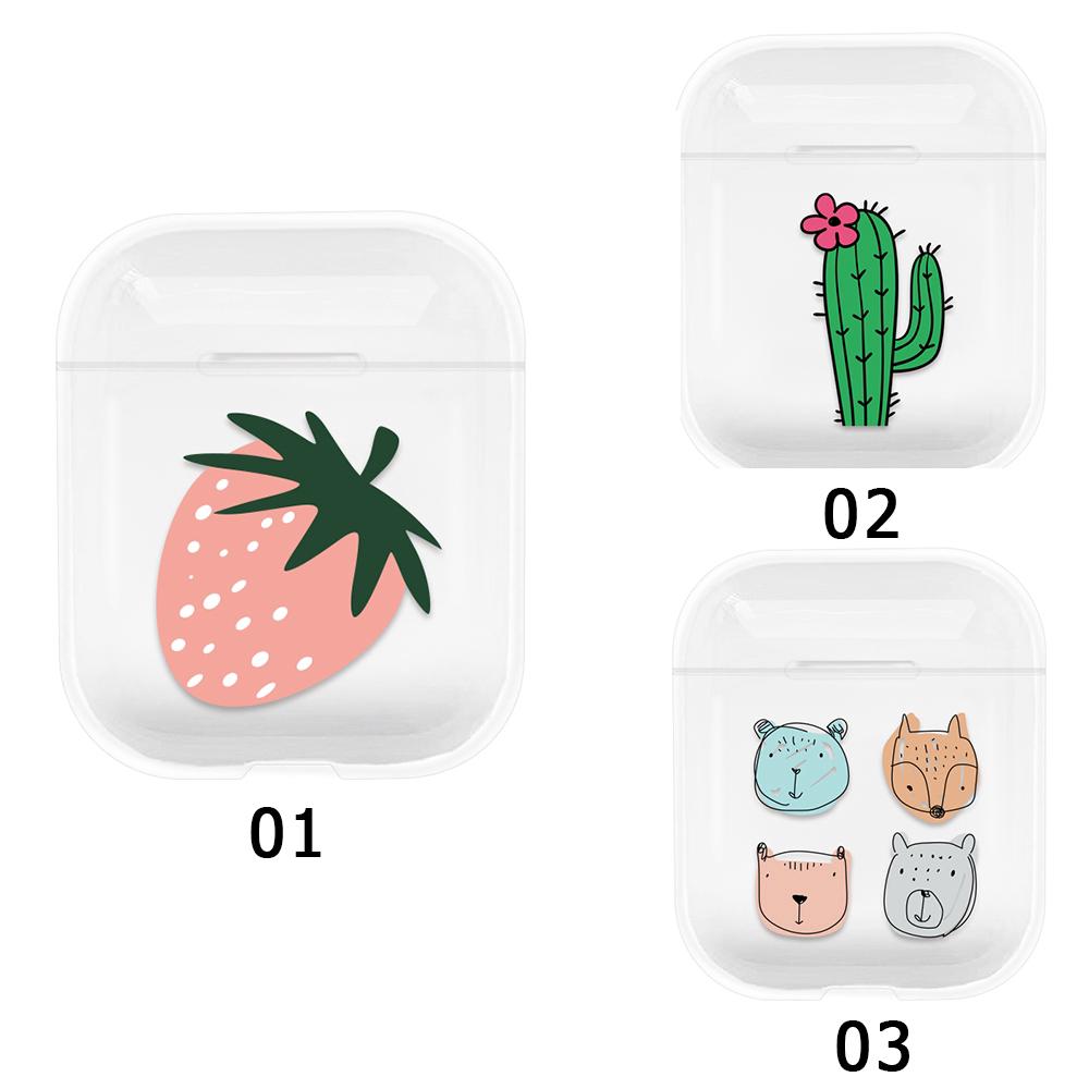 Hộp nhựa cứng trong suốt in hình dễ thương bọc hộp đựng tai nghe Airpods không dây