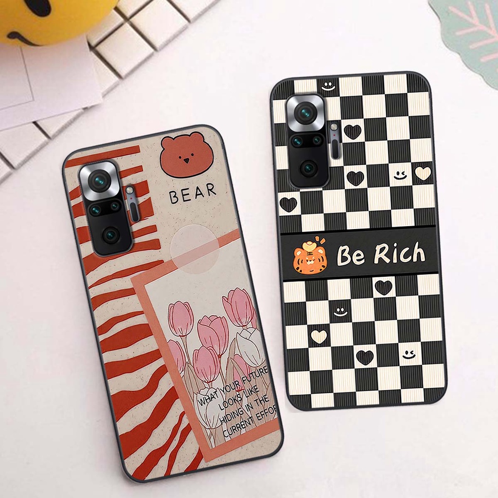 Ốp Xiaomi Redmi Note 10 / Note 10 Pro gấu Bear rick caro vuông thời trang siêu đẹp