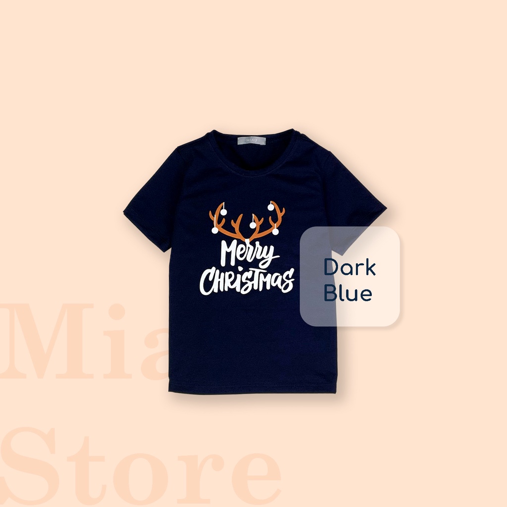Áo Phông Cho Bé In Chữ Merry Christmas, cho bé chơi Noel Thun Cotton Dày Mịn Co giãn Thoáng Mát Cho Bé Đến 55Kg
