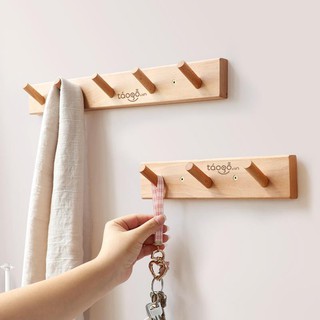 Móc Treo Quần Áo Gỗ Gắn Tường Táo gỗ Decor - Gồm 6 Móc Treo, tặng kèm phụ kiện đi kèm