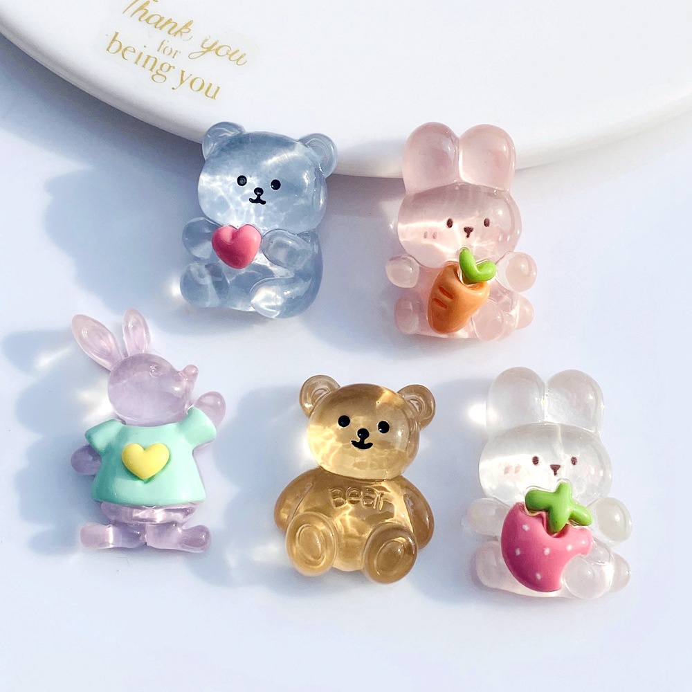 Bộ 10 Miếng Dán Bình Nước/Điện Thoại Hình Gấu/Thỏ 3D Bằng Nhựa Resin