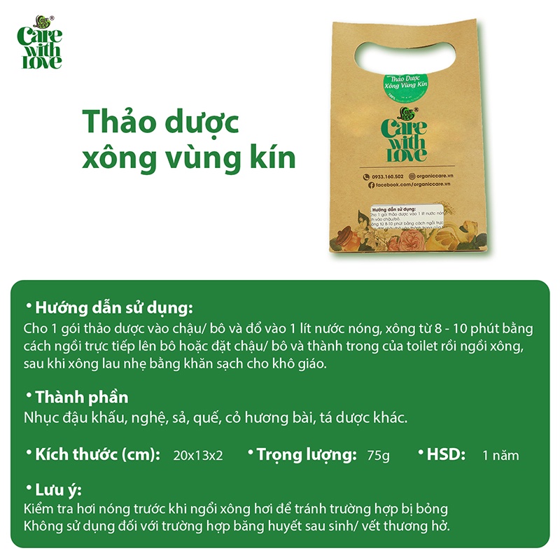 Thảo Dược Xông Vùng Kín CARE WITH LOVE - Set 5 Gói