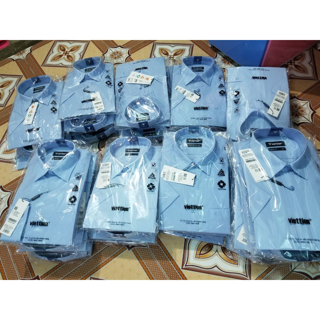Aó sơ mi nam màu xanh da trời ngắn tay Việt Tiến , chính hãng , cao cấp – form suông  REGULAR- tà bầu | BigBuy360 - bigbuy360.vn