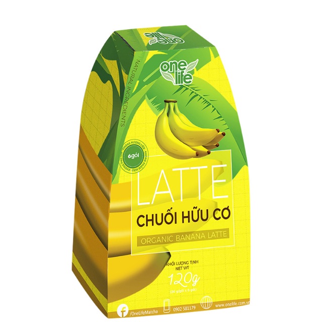 Latte Chuối Hữu Cơ OneLife (6 Gói x 20g / Hộp)