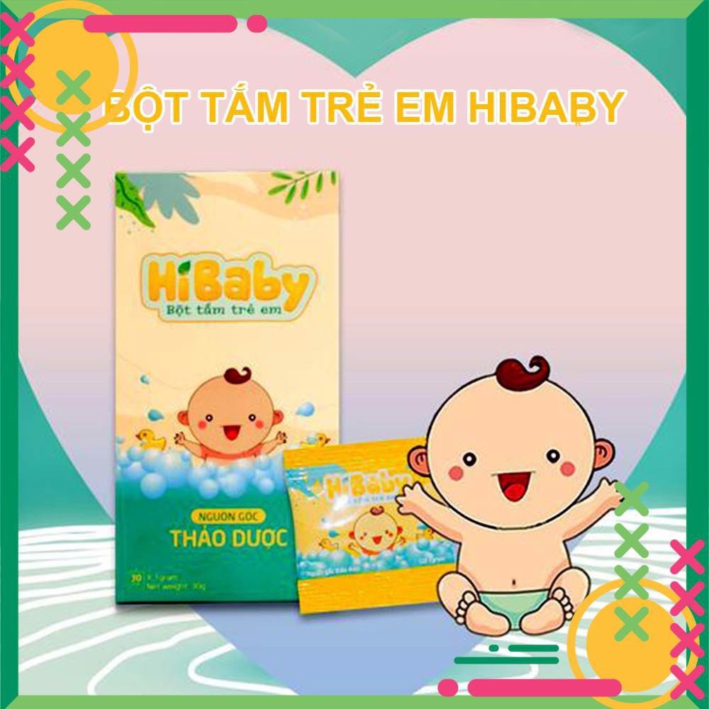 Bột tắm trẻ em HIBABY - Trcácbệnh chàm sữa, mụn nhọt, hăm tã, rôm sảy, mẩn ngứa, viêm da cơ địa ở trẻ - Hộp 10 gói