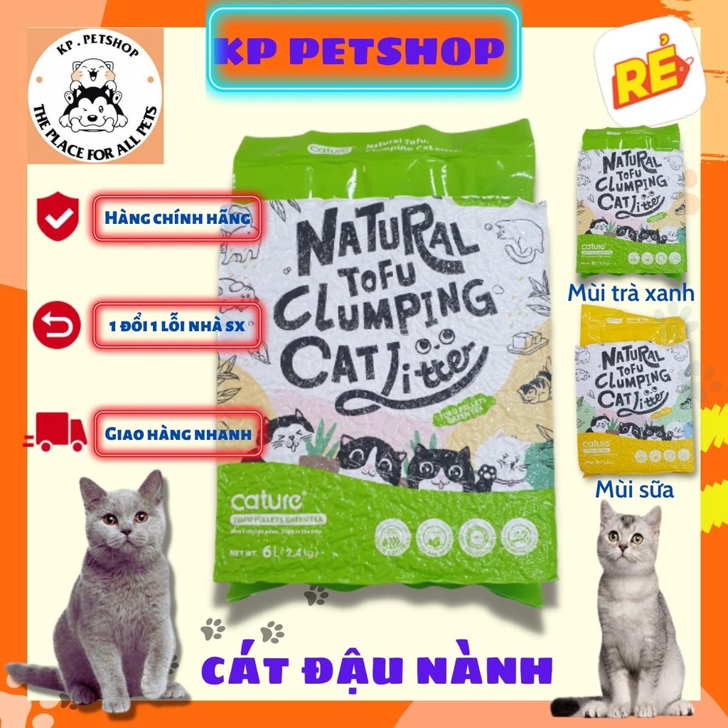 Cát vệ sinh đậu nành cho mèo-Cature 6L siêu khử mùi