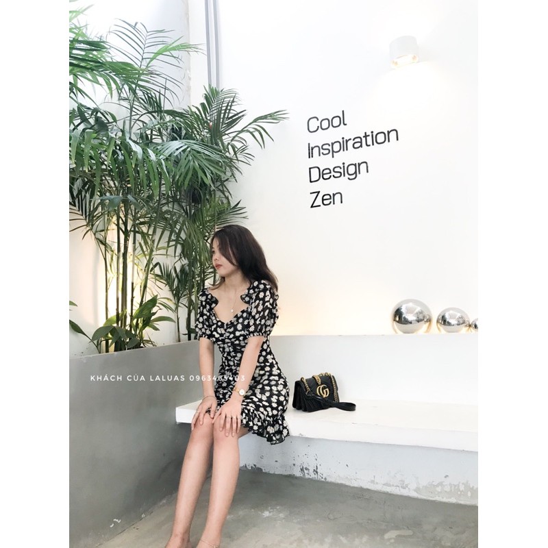 Đầm hoa cúc bigsize voan Hàn 2 lớp Laluas