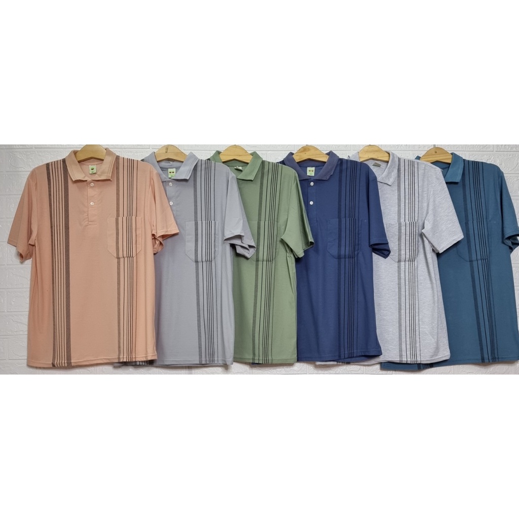 Áo Thun Nam Có Cổ Trung Niên Vải Cotton Xịn Form Rộng Rãi Cho Người Lớn Tuổi Có Túi