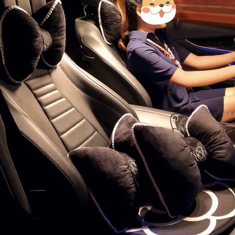 Gối Tựa Lưng Tựa Cổ Hoa Trà Sang Trọng ❤️ Phụ Kiện Trang Trí Xe Hơi Cao Cấp