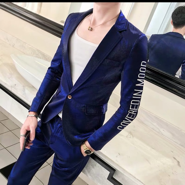 Bộ vest nam vải phi bóng