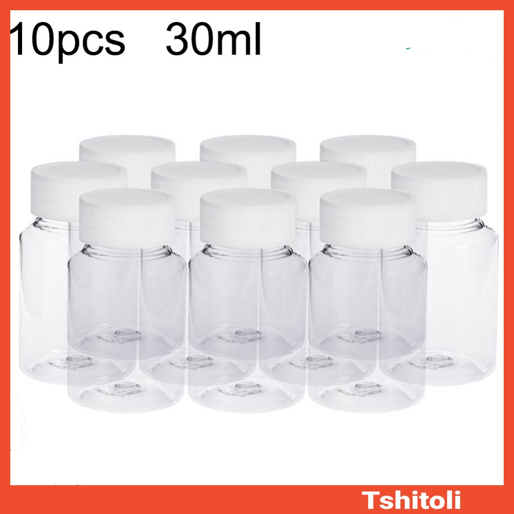 Set 10 lọ đựng thuốc/ kẹo/ muối bằng nhựa trong suốt 30ml