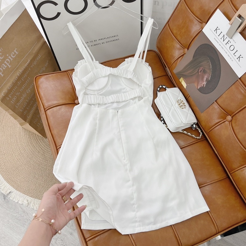 ĐẦM 2 DÂY TRẮNG SEXY HỞ LƯNG QUYẾN RŨ DÀNH CHO NỮ