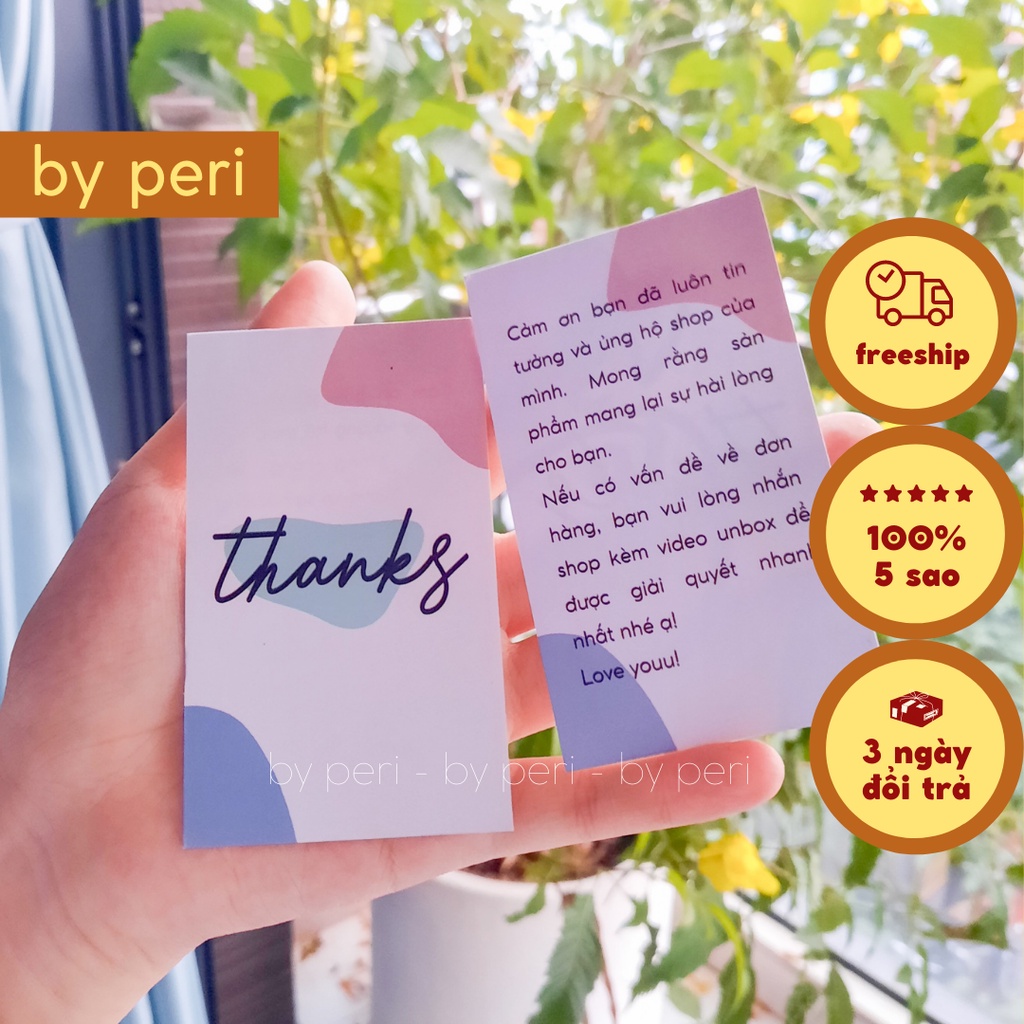 (bubble) 100 card thank you, name card size 9x5cm, phiếu cảm ơn khách hàng dễ thương, xinh xắn, giá siêu rẻ